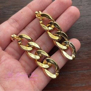 Gold Cuban Chain Drop Earrings